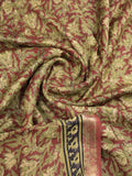 Maheshwari fancy saree maroon color allover prints & small zari border with printed pallu and printed blouse