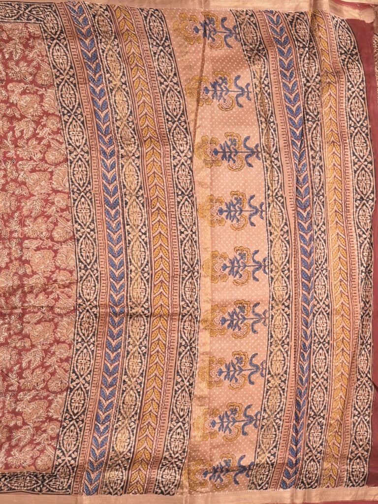 Maheshwari fancy saree red color allover prints & small zari border with printed pallu and printed blouse