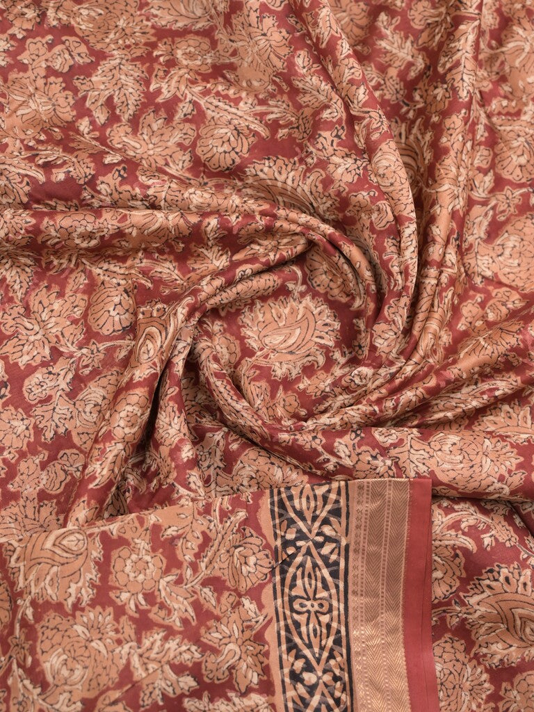 Maheshwari fancy saree red color allover prints & small zari border with printed pallu and printed blouse