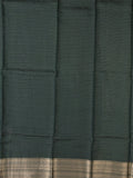 Maheshwari fancy saree dark green color allover prints & zari border with short zari pallu and plain blouse
