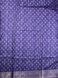 Tussar silk fancy saree light lavender color allover prints & zari border with contrast pallu and attached printed blouse