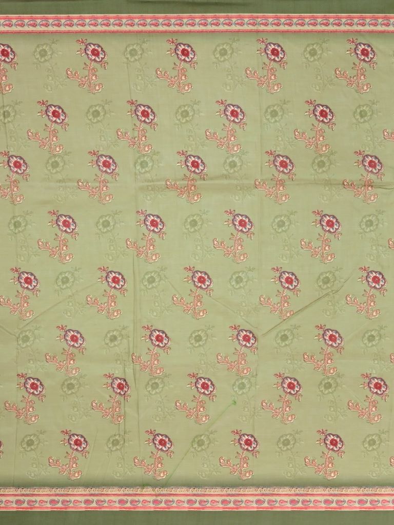 Tussar fancy saree light green color allover digital prints & printed border with printed pallu and contrast printed blouse