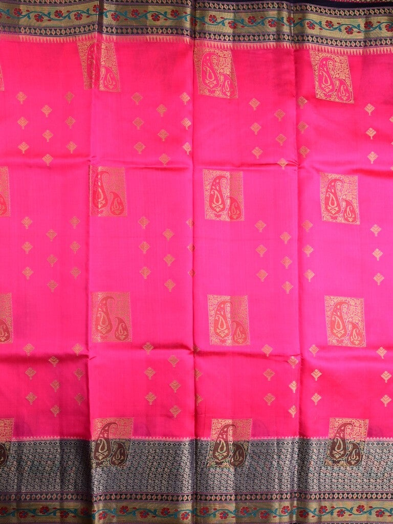 Akshara silk pattu saree pink color allover zari butis & zari border with contrast brocade pallu and brocade blouse