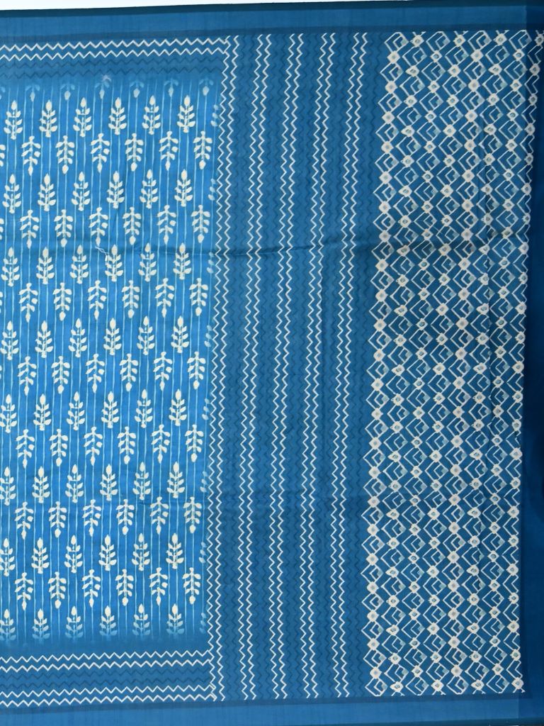 fancy saree light blue color allover digital prints & printed border with printed pallu and contrast printed blouse Copy Copy