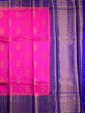 Munga pattu saree pink color allover zari butis & zari border with contrast brocade pallu and brocade blouse