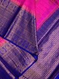 Munga pattu saree pink color allover zari butis & zari border with contrast brocade pallu and brocade blouse