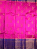 Munga pattu saree pink color allover zari butis & zari border with contrast brocade pallu and brocade blouse