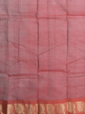 Dhaka cotton saree grey color allover plain & small border with contrast pallu and attached plain blouse