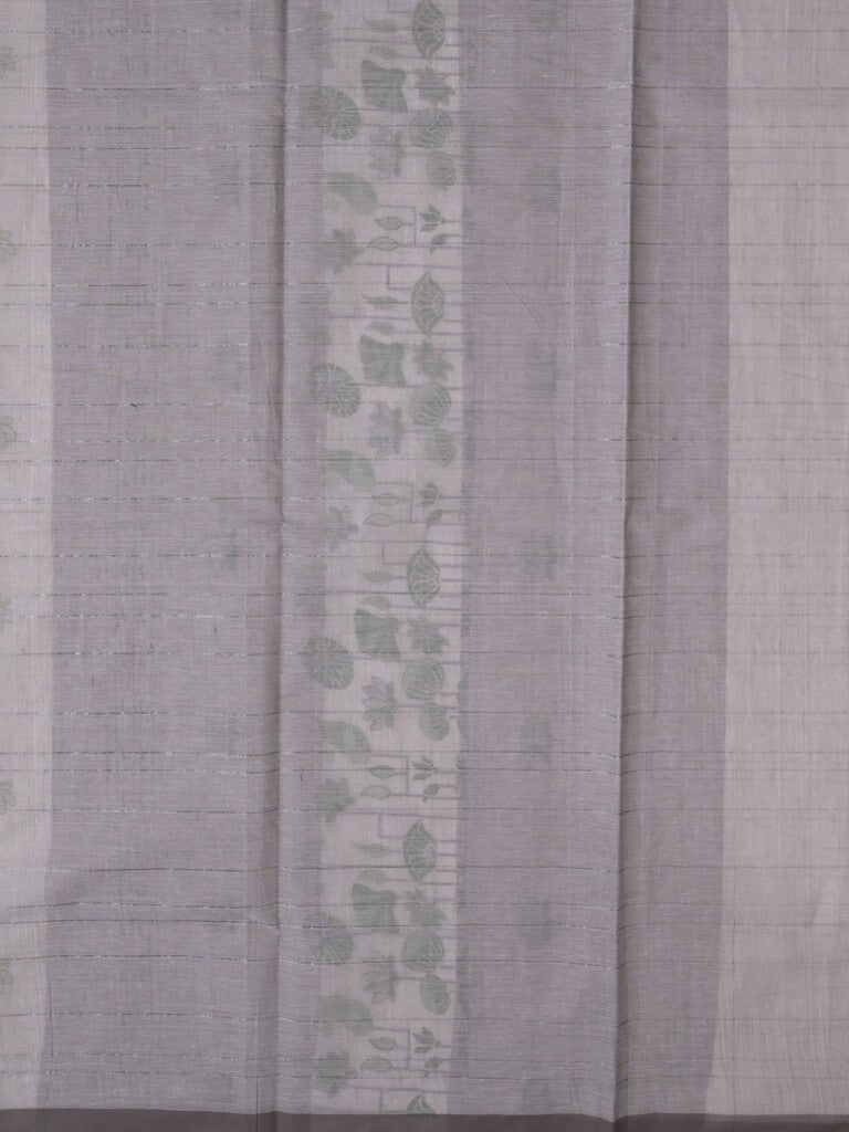 Mangalagiri cotton saree white color allover motifs & small border with contrast pallu and attached plain blouse