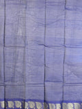 Dhaka cotton saree peacock blue color allover plain & small border with contrast pallu and attached plain blouse