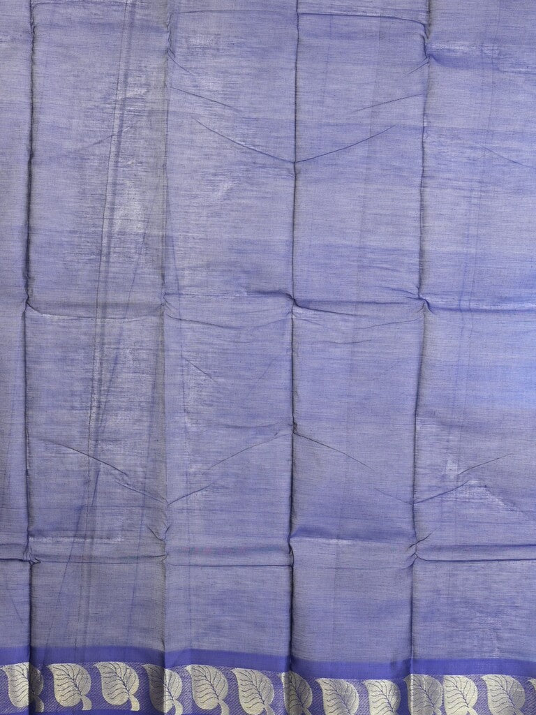 Dhaka cotton saree peacock blue color allover plain & small border with contrast pallu and attached plain blouse