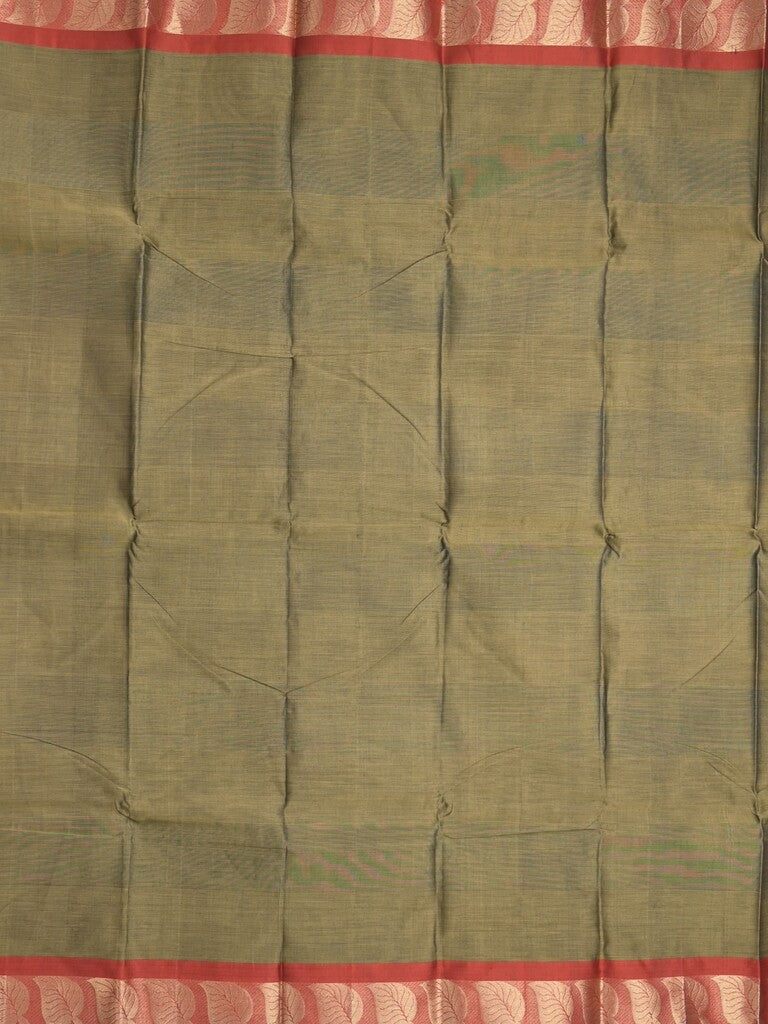 Dhaka cotton saree snuff color allover plain & small border with contrast pallu and attached plain blouse