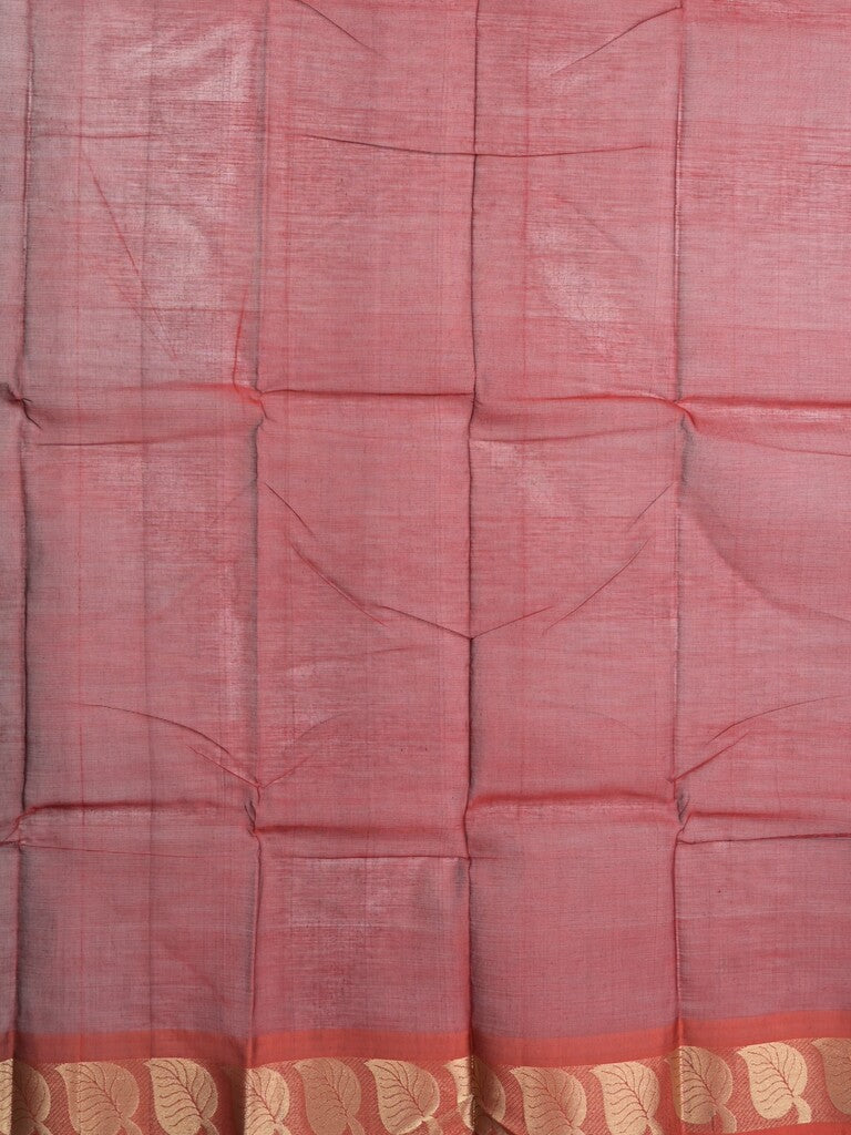 Dhaka cotton saree snuff color allover plain & small border with contrast pallu and attached plain blouse