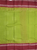 Dhaka cotton saree parrot green color allover weaves & kaddi border with contrast pallu and attached plain blouse