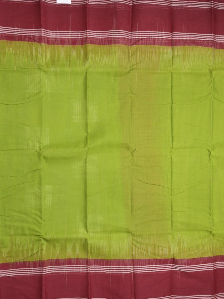 Dhaka cotton saree parrot green color allover weaves & kaddi border with contrast pallu and attached plain blouse