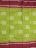 Dhaka cotton saree parrot green color allover weaves & kaddi border with contrast pallu and attached plain blouse