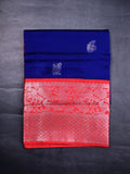 Mangalagiri fancy saree royal blue color allover zari motives & zari border with rich pallu and contrast plain blouse