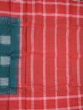Dhaka cotton saree peacock blue color allover weaves & kaddi border with contrast pallu and attached plain blouse