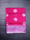 Mangalagiri fancy saree pink color allover zari motives & small kaddi border with rich pallu and plain tissue blouse