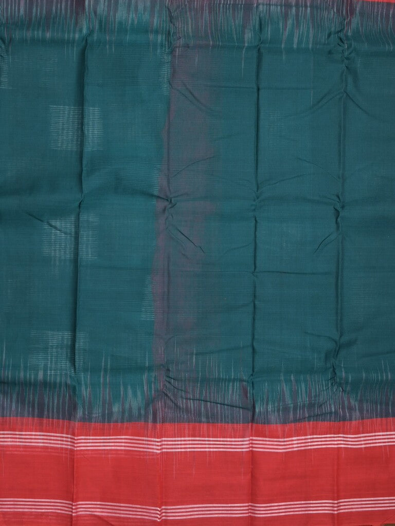 Dhaka cotton saree peacock blue color allover weaves & kaddi border with contrast pallu and attached plain blouse