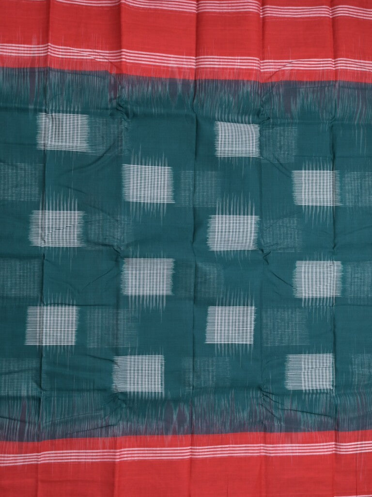 Dhaka cotton saree peacock blue color allover weaves & kaddi border with contrast pallu and attached plain blouse