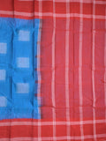 Dhaka cotton saree sky blue color allover weaves & kaddi border with contrast pallu and attached plain blouse