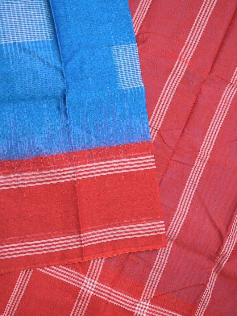 Dhaka cotton saree sky blue color allover weaves & kaddi border with contrast pallu and attached plain blouse