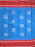 Dhaka cotton saree sky blue color allover weaves & kaddi border with contrast pallu and attached plain blouse
