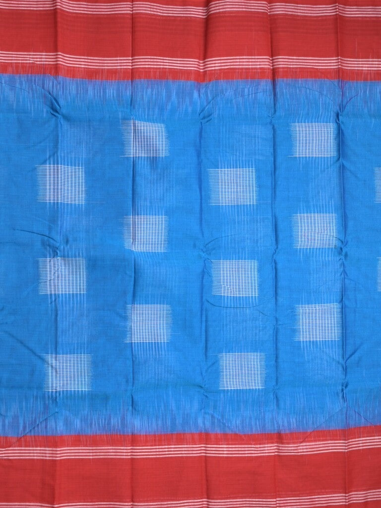 Dhaka cotton saree sky blue color allover weaves & kaddi border with contrast pallu and attached plain blouse