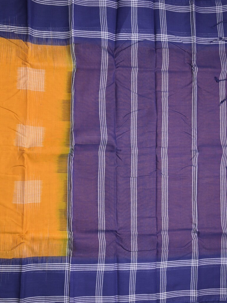 Dhaka cotton saree golden yellow color allover weaves & kaddi border with contrast pallu and attached plain blouse