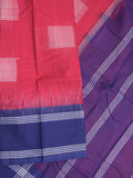 Dhaka cotton saree cherry pink color allover weaves & kaddi border with contrast pallu and attached plain blouse