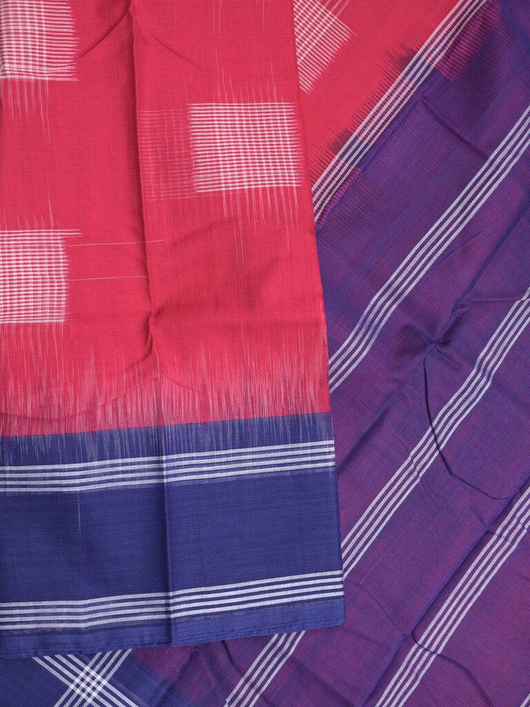 Dhaka cotton saree cherry pink color allover weaves & kaddi border with contrast pallu and attached plain blouse