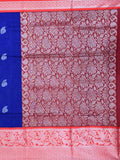 Mangalagiri fancy saree royal blue color allover zari motives & zari border with rich pallu and contrast plain blouse