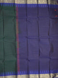 Dhaka cotton saree black color allover checks & temple border with contrast pallu and running blouse