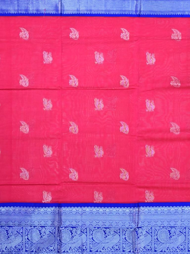 Mangalagiri fancy saree pink color allover zari motives & zari border with rich pallu and contrast plain blouse