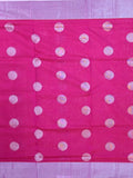 Mangalagiri fancy saree pink color allover zari motives & small kaddi border with rich pallu and plain tissue blouse