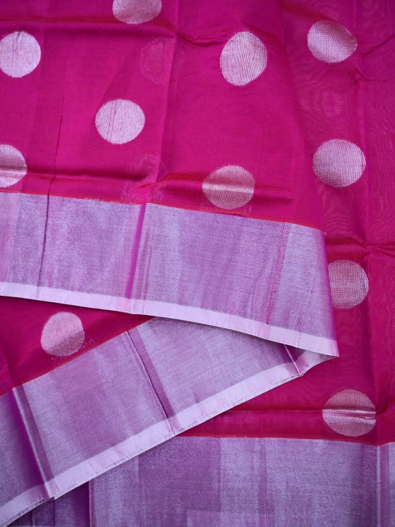 Mangalagiri fancy saree pink color allover zari motives & small kaddi border with rich pallu and plain tissue blouse