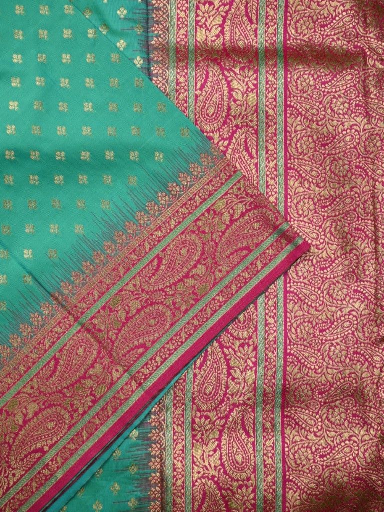 Banaras fancy saree lux green color allover zari motifs & zari border with contrast rich pallu and brocade blouse