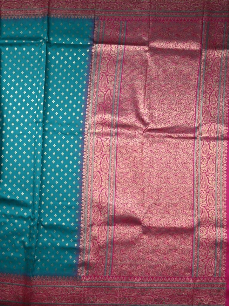 Banaras fancy saree sky blue color allover zari motifs & zari border with contrast rich pallu and brocade blouse