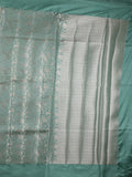 Banaras fancy saree lux green color allover zari weaves & kaddi border with brocade pallu and brocade blouse