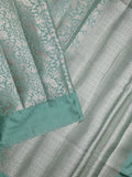 Banaras fancy saree lux green color allover zari weaves & kaddi border with brocade pallu and brocade blouse