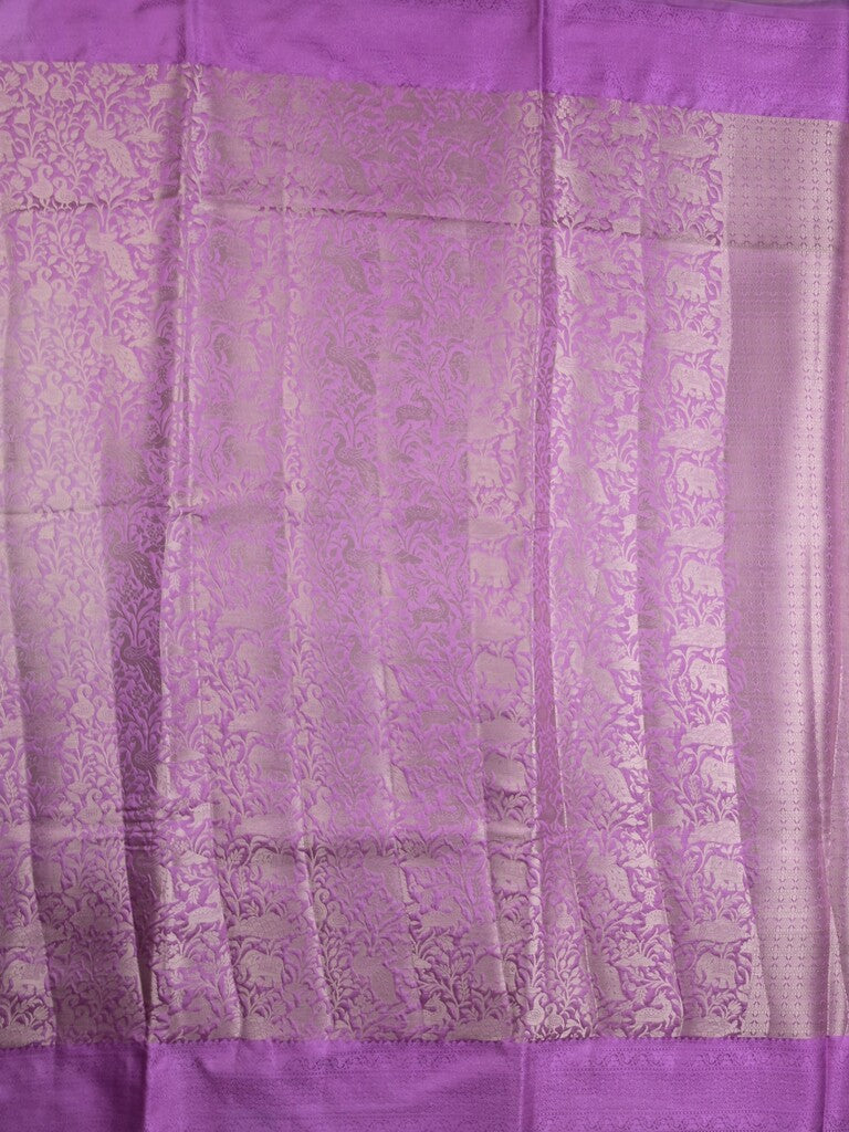Banaras fancy saree lavender color allover zari weaves & kaddi border with brocade pallu and brocade blouse