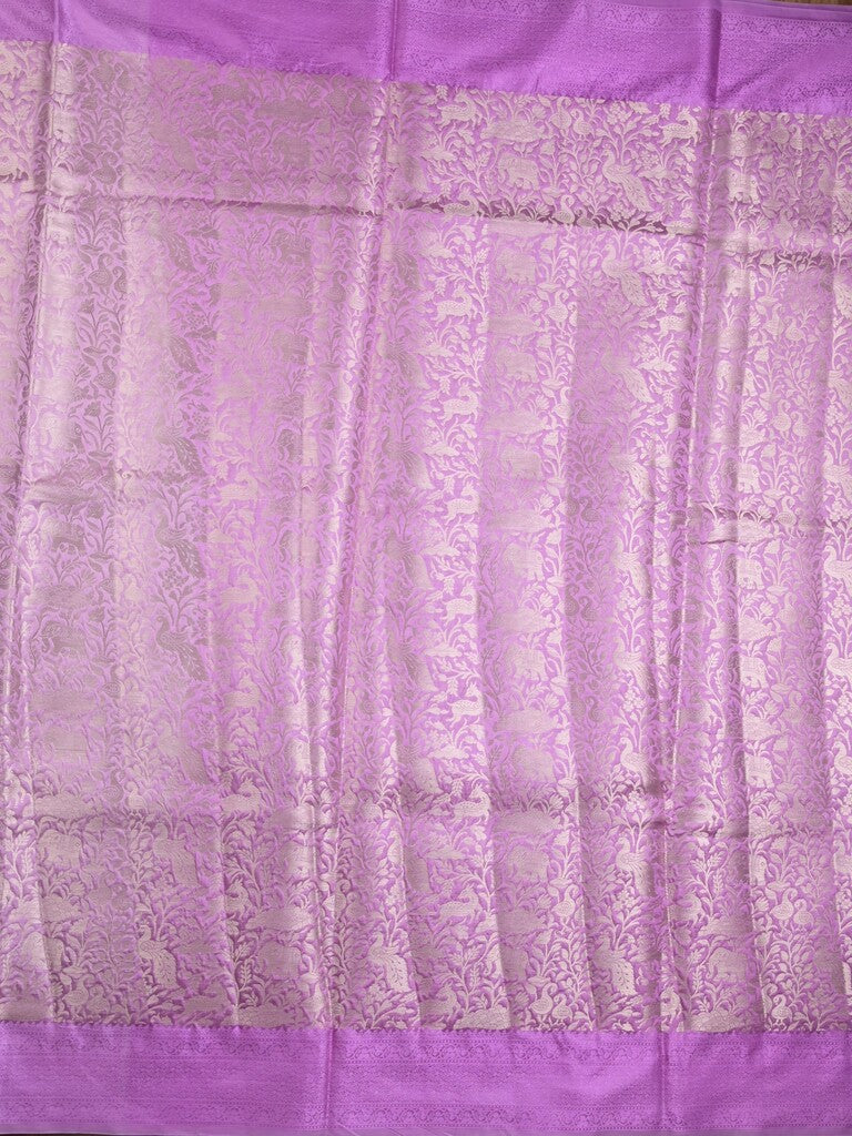Banaras fancy saree lavender color allover zari weaves & kaddi border with brocade pallu and brocade blouse