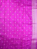 Jute fancy silk saree purple color allover zari motifs & zari border with zari weaving pallu and attached blouse