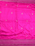 Jute fancy silk saree pink color allover zari motifs & zari border with zari weaving pallu and attached blouse