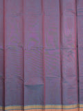 Kanchi cotton saree bluish grey color allover thread weaves & kaddi border with weaving pallu and attached plain blouse
