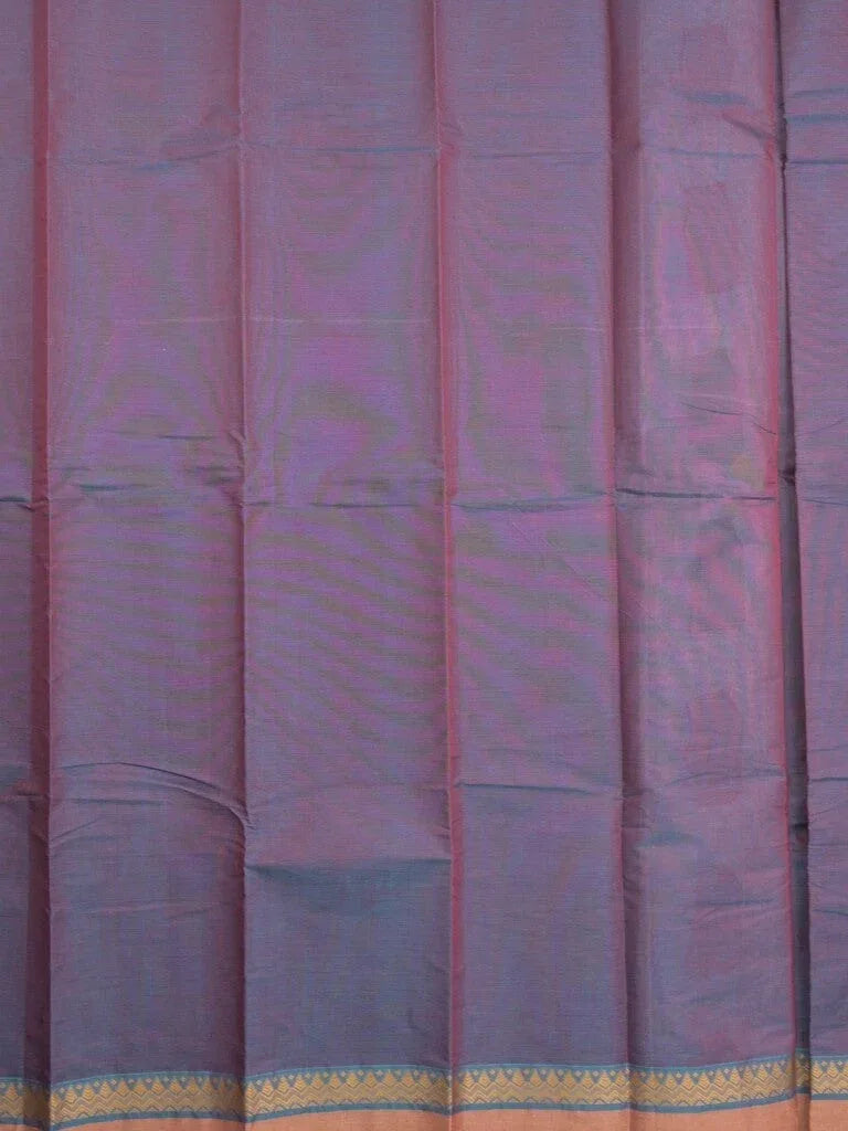 Kanchi cotton saree bluish grey color allover thread weaves & kaddi border with weaving pallu and attached plain blouse