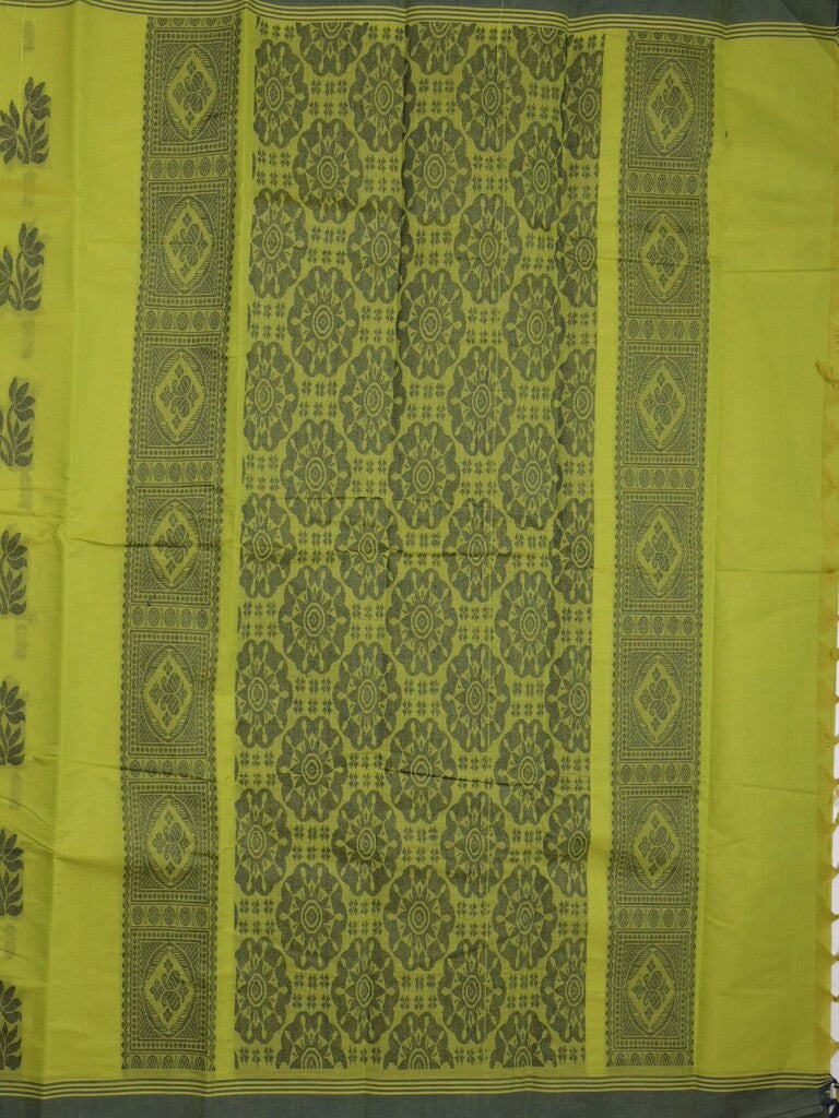 Kanchi cotton saree light green color allover thread weaves & kaddi border with weaving pallu and attached plain blouse