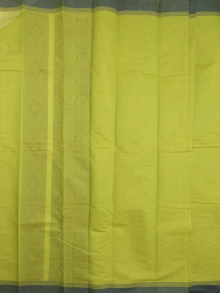 Kanchi cotton saree light green color allover thread weaves & kaddi border with weaving pallu and attached plain blouse