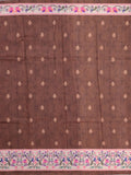 Tussar fancy saree brown color allover prints & paithani border with short pallu and printed blouse